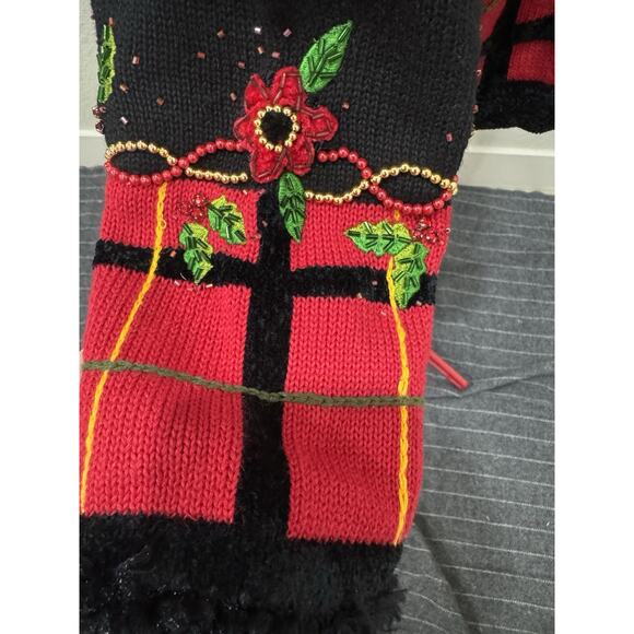 Vtg Berek 2 By Takako Sakon Cardigan Christmas Poinsettia Cabincore Sweater - Picture 8 of 15